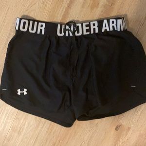 Under Armour Black Women's Athletic Shorts with White Logo